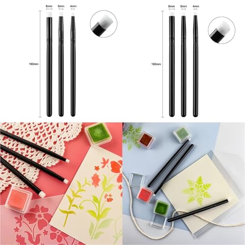Blending Brushes for Card Making 30pcs Mini Detailed Blending Brushes for Ink Painting Fine Areas Intricate Stencils Cards Making 8/6/4mm(Flat)