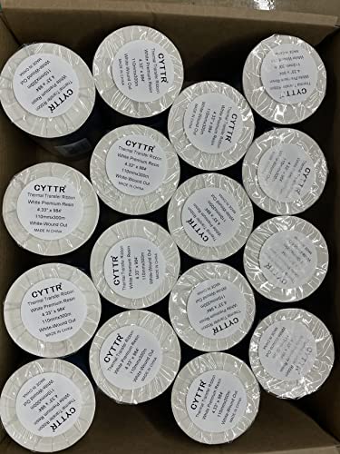 CYTTR Thermal Transfer Ribbon - White Premium Resin Printer Ribbon - 1 Roll (4.33" x 984') 110mm*300m 1"Core Ink Out for Zebra Sato Datamax Tsc Tec Printer