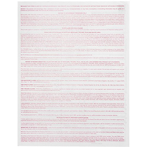 CMS 1500 - HCFA 1500 Insurance Claim Forms (New Version 02/12), Medical Insurance, 8-1/2" X 11" - 500 Sheets (By Park Forms)