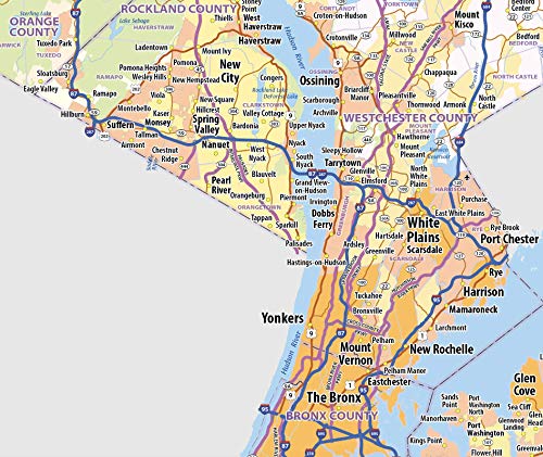 Topographics New York State Laminated Wall Map, 48 x 38 inches