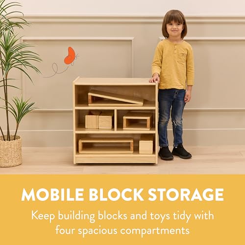 Back2School Express 4-Compartment Mobile Block Storage Cabinet, Natural