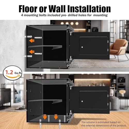 [ 1.2 Cu.ft. ]PATRON Fireproof Safe for Home,Digital Security Home Cabinet Safes for Money Cash Documents,Safe Box with Electronic Keypad,Removable Shelf for Office Business 1.2 Cu.ft.