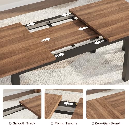 TrailBlaze Space-Saving Extendable Office Desk Set – 5-Piece Modern 63" Table, Upholstered Benches & Stools, Waterproof Mark-Resistant MDF, Metal Frame – Walnut Plate & Black Iron Frame