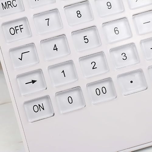 White Computer Solar 12 Bit Crystal Button Power Office Portable Calculator