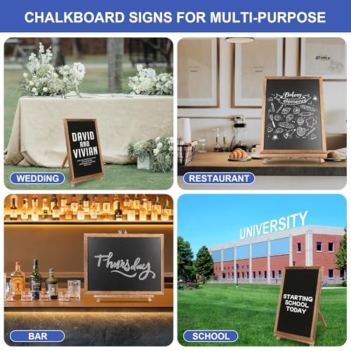 12x16 inch Double Sided Chalkboard and Felt Letter Board with Stand - Reversible Wooden Frame Easel for Menu, Announcements, Home, Office, Cafe, Restaurant Decor