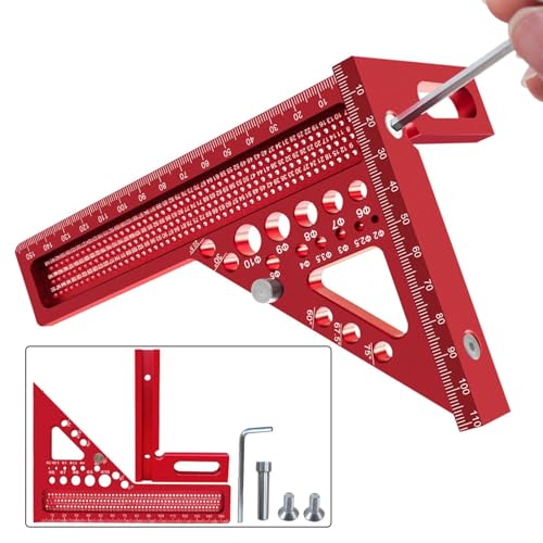 Woodworking Triangular Ruler,3D Aluminum Measuring Square Protractor for Tools