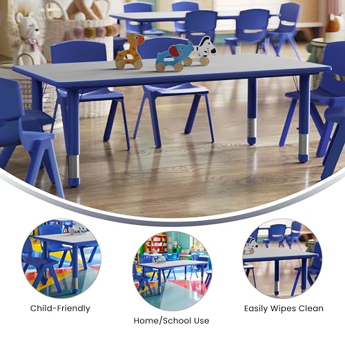 Flash Furniture Kids 47.25x23.6 in Plastic Activity Table, Blue/Gray