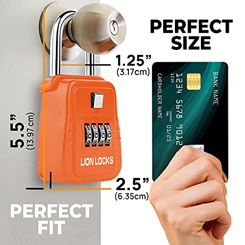 Lion Locks 1500 Key Lock Box with Code, Lockbox for Keys Outdoor, Realtor Lock Box for Short-Term Rentals, Holds 5 Keys (12 Pack, Orange)