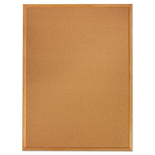 Quartet Cork Bulletin Board 60"W x 36"H Pin Board, Oak Finish Frame (305)