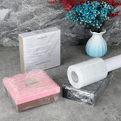 DAJAVE 6 Pack Stretch Wrap Film with Handle, 4 Inch x 1000ft 80 Gauge Thick Industrial Strength Hand Shrink Wrap Roll, Self-Adhesive Plastic Wrap for Packing, Moving