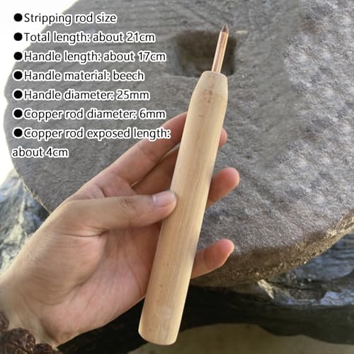 JYSWDZ Obsidian Crafting Tool, 12-piece Flint Knapping Tools Pad Kit, with Cowhide Peeling Pad, for Pros and Beginners, Crafting Obsidian Stone and Crystal, Three Colors Available A Beechwood Handle