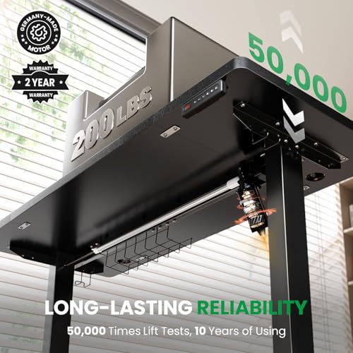 DeskShow Black 47x24 in Electric Standing Desk, 0.8 Inch Thick Tabletop