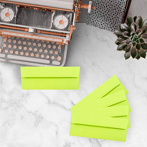 JAM PAPER #10 Business Colored Envelopes - 4 1/8 x 9 1/2 - Ultra Lime Green - Bulk 1000/Carton
