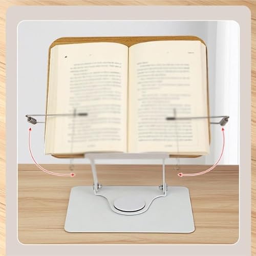 BXFIRS Aluminum Alloy Book Stand Wood Reading Rack 360° Rotation Holder(Walnut)