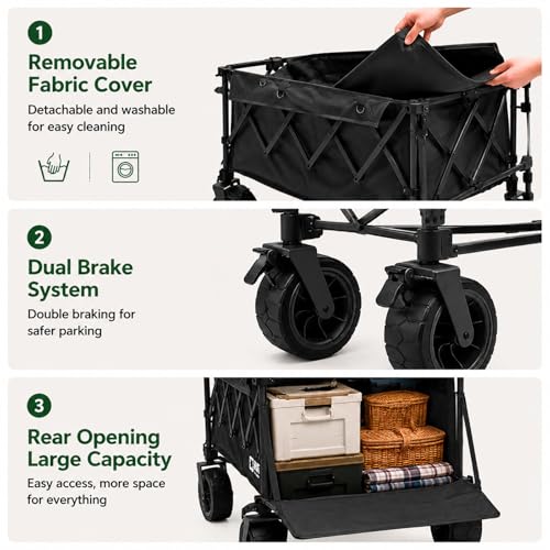 Farmers Market Cart with Umbrella, Storage Bins and Wheels
