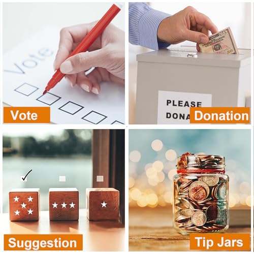 SHOUMANUAL Acrylic Donation Box, 12" X 12" X 12" Ballot Suggestion Box with Lock & 2 Keys, Raffle Voting Box with Slot for School Conference Fundraising (Black)