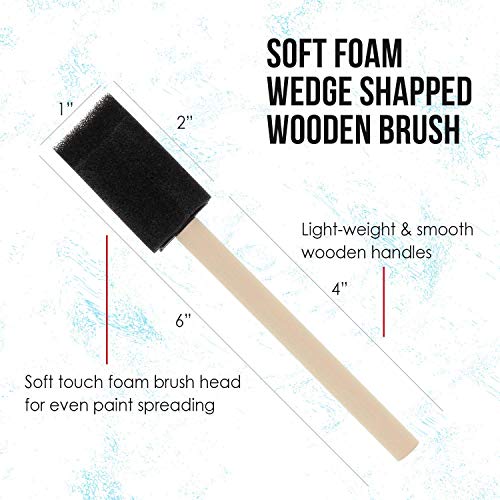 US Art Supply 1 inch Foam Sponge Wood Handle Paint Brush Set, 600-Pack