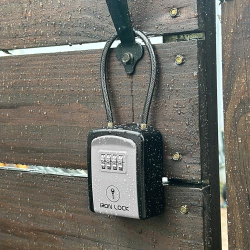 Iron Lock® Key Lock Box with Code, Portable Cable Shackle (Small, Grey)