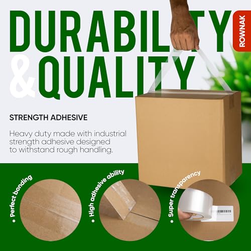 ROWNAK Clear Packing Tape 36 Rolls - Heavy Duty Packaging Tape 3.2mil Thick, 2.0 in. Wide x 60 Yards - Strong Adhesive, Silent, Reliable Package Tape for Home Office Shipping Moving Sealing
