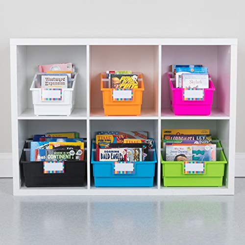 Really Good Stuff Black Chapter Book Library Bins with Dividers, 12-Pack