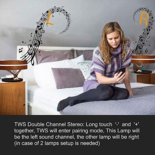 SBOTLIGHT Bedside Desk Table Lamp with Bluetooth Speaker and Wireless Charger Smart Clock Dimming Table Light QI Charging Pad for All Phones with Wireless Charge