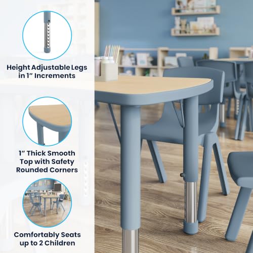 Flash Furniture 26x22 Height Adjustable Activity Table, Natural/Dusty Blue