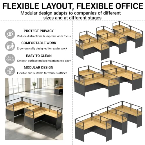 Qytexx Office Cubicle Desk with Mute Privacy Panels (1 Person-A, Walnut)