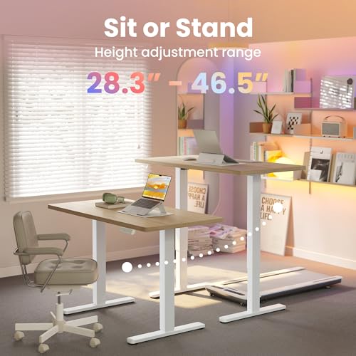 HUANUO 43x24 Inch Electric Standing Desk, Height Adjustable, Natural