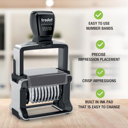 Trodat Professional 55510 Self-Inking 10 Band Number Stamp – 5mm, Black Ink