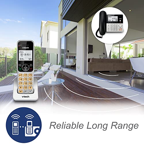 VTech VG208-2 DECT 6.0 Corded/Cordless Phone System with 2 Handsets, Digital Answering Machine, Call Blocking, Caller ID, Large Backlit Display