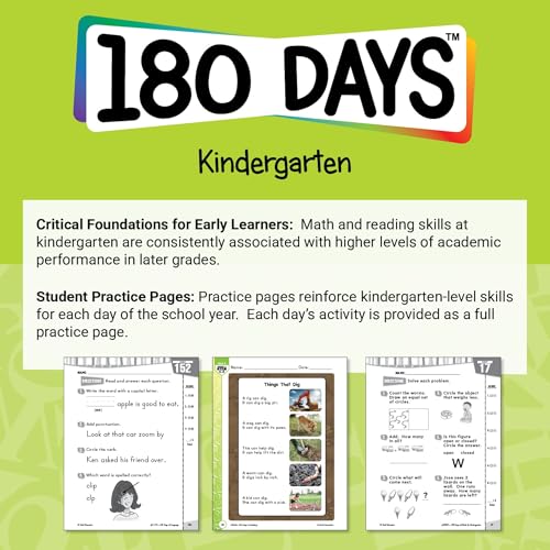 180 Days™: Reading, High-Frequency Words, & Printing Grade K: 3-Book Set (180 Days of Practice)