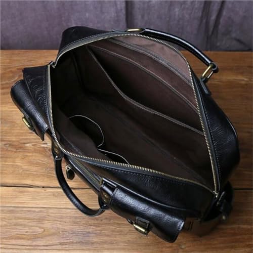 RONSSEN Men's Business Travel Briefcase Leather Handmade Messenger Bags Laptop Bag For Work Travel laptop bag(Light Brown)
