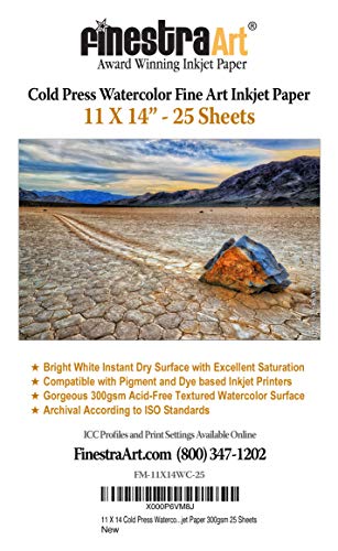 11" X 14" Cold Press Watercolor Fine Art Inkjet Paper - 25 Sheets