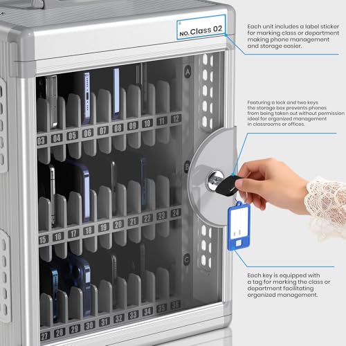 Glosen 48 Slots Cell Phone Locker with Key for Classroom, Phone Storage Box