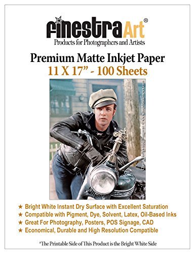 11" X 17" Premium Matte Bright White Inkjet Photo Paper - 100 Sheets