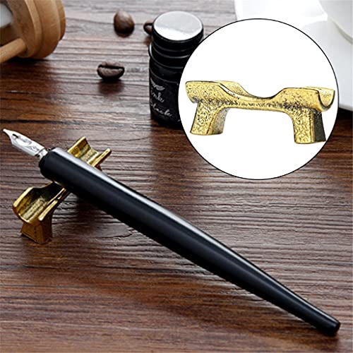 YMGSCC 1 Set Retro Calligraphy Fountain Dip Pen with 5 Nibs Ink Kit Gift Box for Lettering Sketching Drawing Stationery(Black)