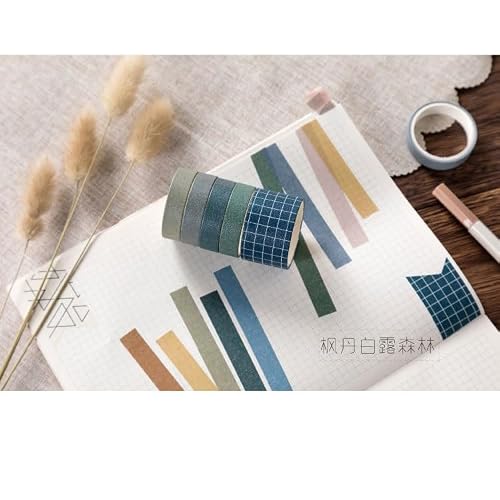 UOHLCX Retro Series Cute Masking Washi Tape Set Journal Supplies Paper Stationary(D)
