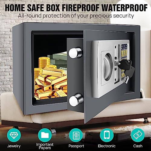 TBLOTYD Electronic Digital Safe Box Volume for Home Hotel Security with 2 Locking Bolts/Black/Gray 8.5L ，Black-Gray 8.5L