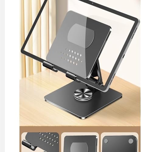 BXFIRS Black Book Stand 360° Rotation Lifting Lowering Reading Rack Carbon Steel Silicone Holder