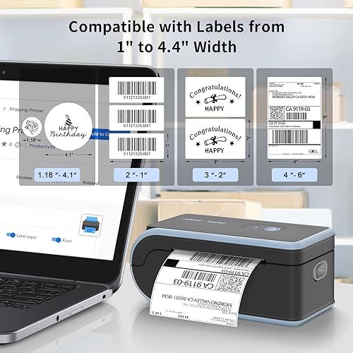 JADENS Bluetooth Thermal Label Printer, Wireless with Built-in Paper Bin