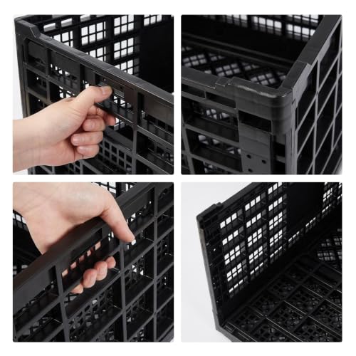 EcoSummer Plastic Foldable Storage Crate, Heavy Duty Crates for Classroom
