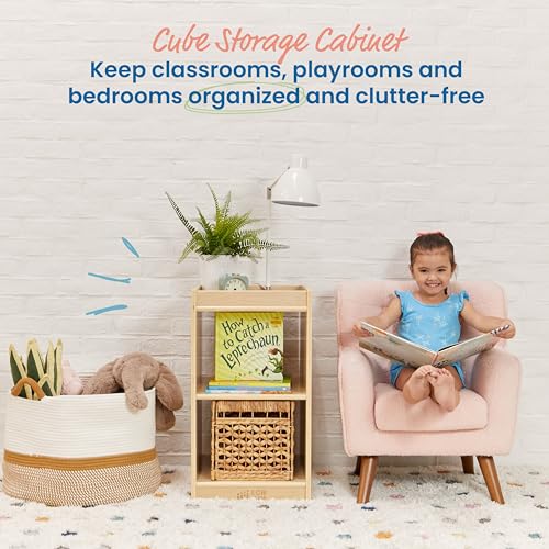ECR4Kids 2-Cube Double-Sided Vertical Storage Organizer, Classroom Furniture, Natural