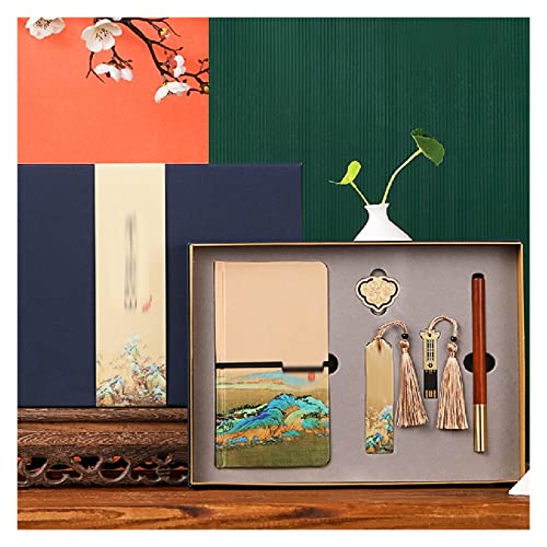 Notebook Metal Brass Bookmark Custom Engraved Gift Box Set Students Business Gifts(D)