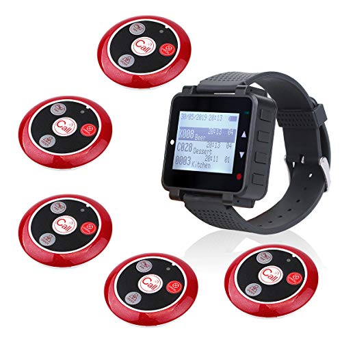 Retekess T128 Restaurant Pager System, Wireless Call System, 5 Buttons