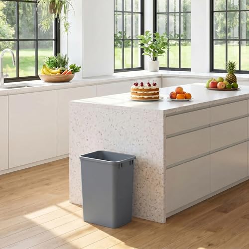 LOVMOR 35QT Kitchen Trash Can, Sturdy and Lightweight Slim Trash Can,2 Pack