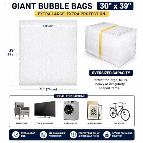 30x39In Bubble Wrap for Packing, Various Sizes Large bubble wrap pouches.