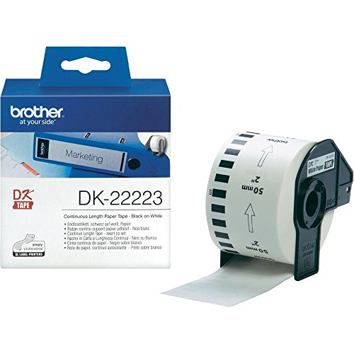 Brother DK-22223 Label Roll, Continuous Length Paper, Black on White, Single Label Roll, 50 mm (W) x 30.48M (L), Brother Genuine Supplies