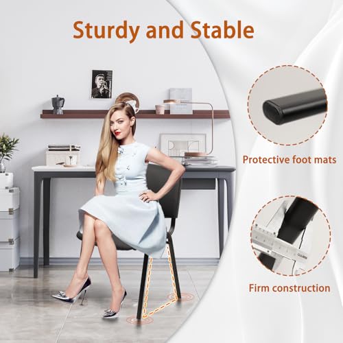 CLATINA Stacking Waiting Room Chairs, PU Leather Armless Office Guest Chair with Metal Frames, Stackable Conference Room Chairs No Wheels for Reception Lobby Side Meeting Training School, Black 20PK