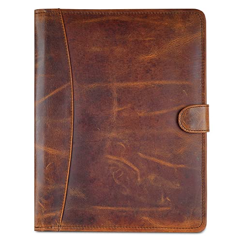 CestAntiQ Full Grain Leather Legal Pad Portfolio Organizer for Work, Brown