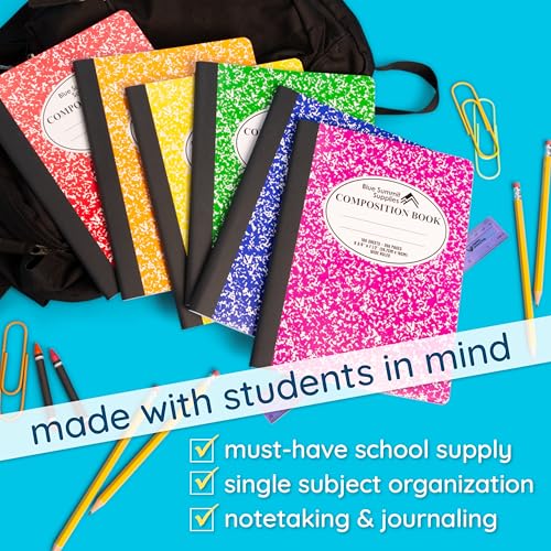 Blue Summit Supplies 48 Composition Notebooks, Wide Ruled, Assorted Colors